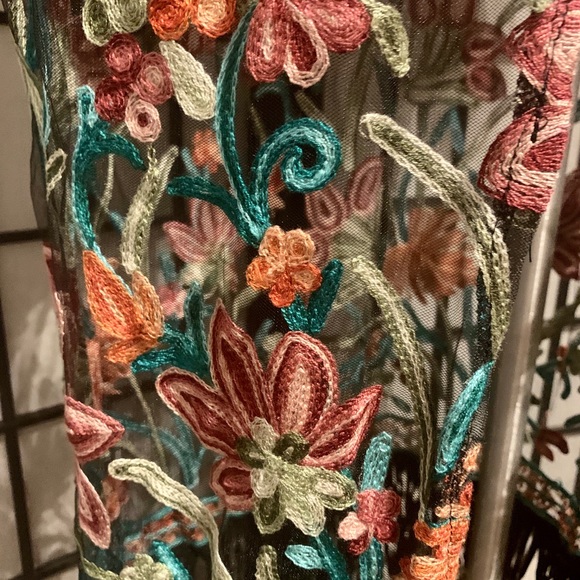 Gorgeous Sheer Embroidered Black Cover-Up - Picture 5 of 7